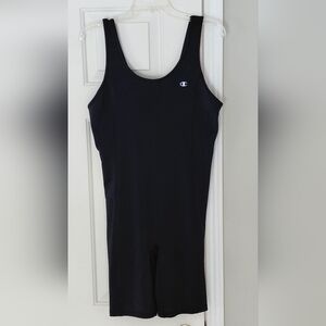 Champion Black Romper Unitard Workout Bodycon Athletic Bodysuit. Size Large.